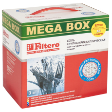 Filtero соль Мегабокс для посудомоечных машин 3кг + 3 таблетки для посудомоечных машин Артикул 717