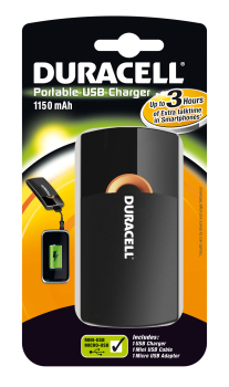 Портативное USB Duracell зарядное устройство для аккумуляторов 1150 mAh